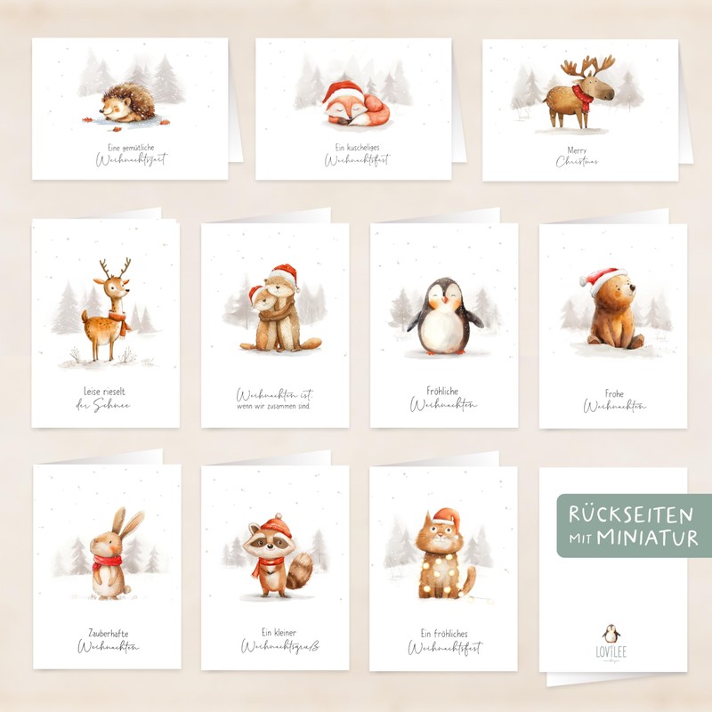 LOViLEE® 10 x Folding Christmas Cards Set 1