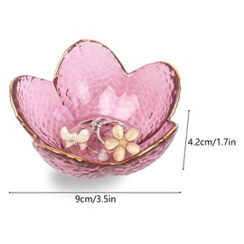 Nideen 2 Pack Jewellery Trinket Dish, 9× 9× 4.2 cm Glass Ring Dish Holder Gifts for Women Small Key Dish for Hallway(Purple, Clear)