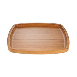 BambooMN 8" x 8" Natural Bamboo Decorative Display Table Top Tea Serving Tray Plate Holder for Coffee Dining Table, Countertop, Vanity or Kitchen