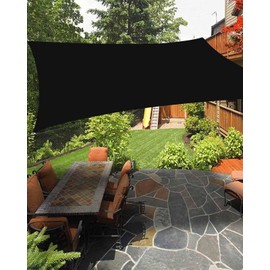 Waterproof Sun Shade Sail Pure Black Solid Color Outdoor Patio Sun Shades Canopy UV Block Water Resistant Sunshade for Garden Backyard Deck Pergola 8x10 Ft