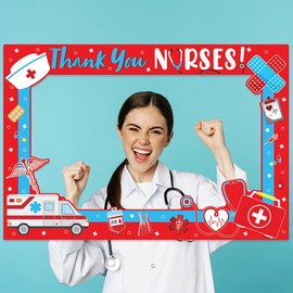 Nurse Photo Booth Props Photo Frame Selfie Supplies Backdrop Graduation Decorations Class Photography Party Nurses Day Décor