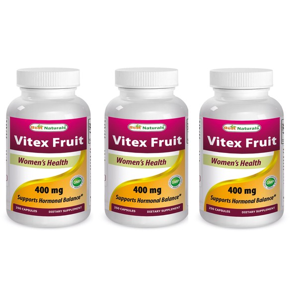 Best Naturals Vitex Chasteberry 400 mg 250 Capsules (Pack of 3)