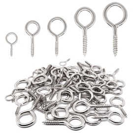 S SYDIEN Screw Eyes Assortment Kit 125 PCS, Silver Eye Hooks Screw 0.71" 1" 1.18" 1.46" 1.57", Eyelet Screws for Hanging Plants, Eye Screws for Wood