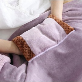 Luxury Comfort USB Heated Flannel & Lambswool Blanket – Soft, Portable, 7.5W Fast Heating, 31.5"x23.6", Ideal for Home & Travel, Lavender