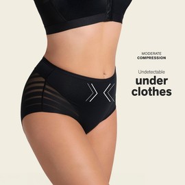 Leonisa Women's No Show Invisible Comfy Tummy Control Classic Panty,Black,X-Large