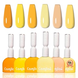 CAMILA ¿ 6pcs 15ml Neon Yellow Gel Nail Polish - Soak Off UV/LED Gel Polish Set Yellow Nail Art Set for Women, Professional Salon DIY Manicure Kit with High Pigment & Long Lasting Effect D