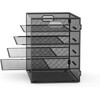 5 Tier Paper Letter Tray with Handle, Metal Mesh Desk