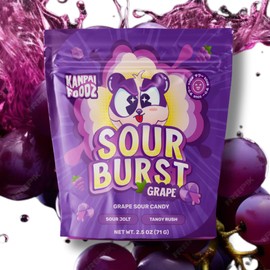 Kanpai Grape SOUR Burst - Chewy Filled Candy - Gift of One, 2.5 oz. Resealable Bag By Lyza's Sweets & Treats