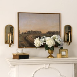 NIKKY HOME Gold Wall Candle Sconces Set of 2, Antique Mirrored Wall Taper Candle Holder - Vintage Elegant Metal Hanging Candlestick for Living Room, Bathroom, Dining Room and Office