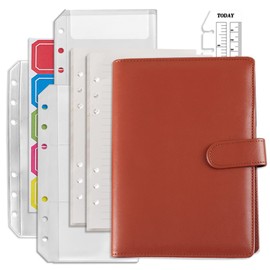 DY.2ten A6 Size Notebook Refill, 90 Pieces, Horizontal Rule, 6 Holes, Memory Fill, Notepad, 6 Hole Ring, Binder, Loose Leaf Leather, PU Leather, Pen Holder, Clear Pocket, Zipper Pocket, Card Pocket, Bookmark Ruler