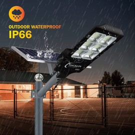 600W Solar Flood Street Lights Outdoor,Solar Security Lights 30000 Lumens Dusk to Dawn Solar Powered Led Lighting IP66 Waterproof Pole Light with Motion Sensor for Parking Lot,Stadium,Garden,Yard