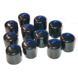 (Pack of 10) Caplugs 7/16" to 1/2" Round Black Vinyl Flexible End Cap Bolt Screw Rubber Thread Protector Safety Cover | for 0.4375 Inch Pipe Post Tubing Rod OD Cover - 1" Inside Height