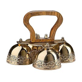 Trinity Church Supply 4-Bell Embossed Brass Altar Bells Religious Catholic Church Decor Supplies Christmas Decorations, 6-1/4 Inch x 4-3/4 Inch
