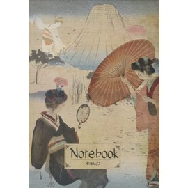 Notebook: Vintage watercolor style Japanese women in kimono notebook. Unique Oriental art themed journal.