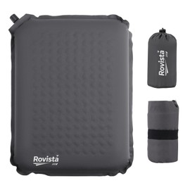 Rovista Self-Inflating Airplane Seat Cushion for Long Flights – Portable Travel Cushion Airplane Seat - Memory Foam Travel Seat Cushion Providing Pressure Relief and Premium Comfort (Grey)