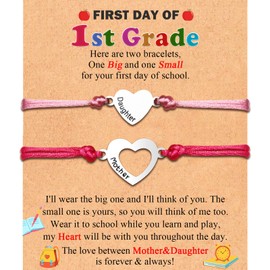 FIEEFX First Day of School Bracelet Gifts for Mother and Daughter Bracelets Set for 2 First Day of Kindergarten Preschool Pre k 1st 2nd Grade Bracelet Back to School Gift Bracelet for Daughter Girl