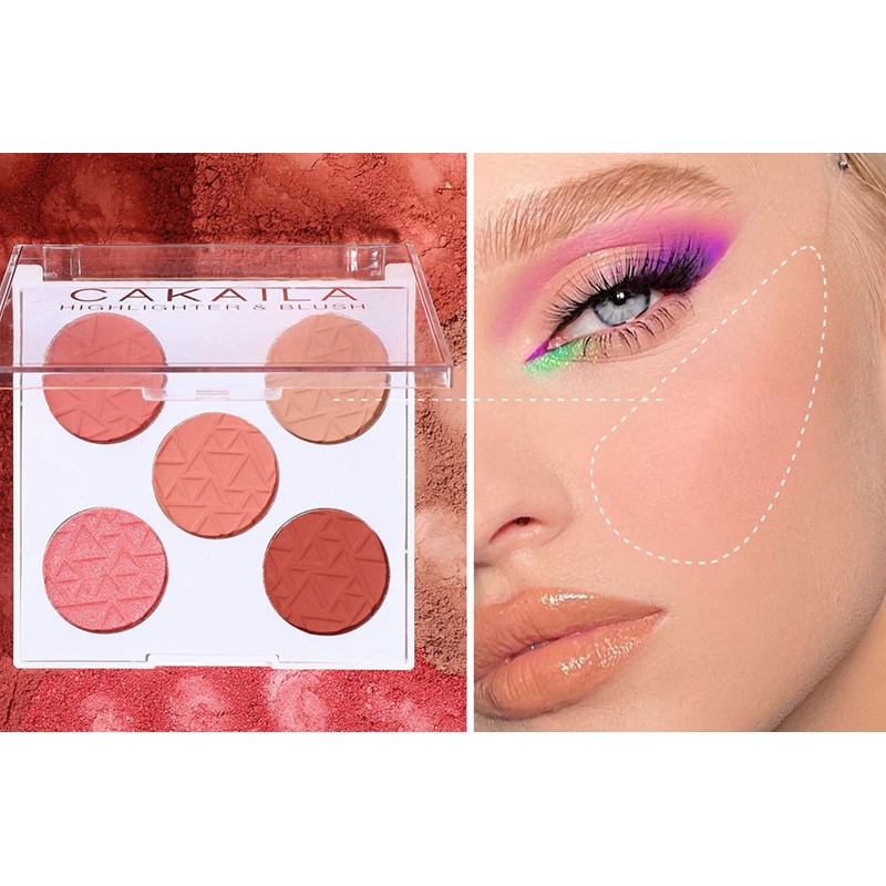 Mysense 5 Colors Face Blush Palette,Makeup Bright Shimmer Matte Powder