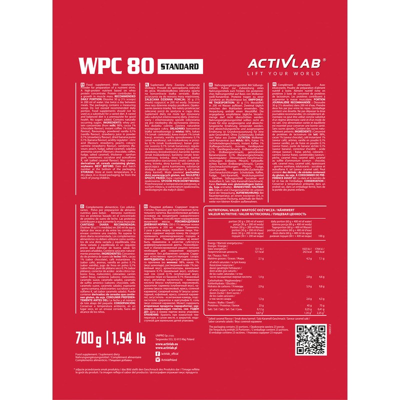 ACTIVLAB SPORT WPC80 Supplement Natural, 700 g