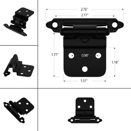 6 Pack 3 Pairs 3/8" Inset Kitchen Cabinet Door Hinges, Semi-Concealed Hinges, Self-Closing Cabinet Hinges with Mount Screws