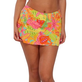 Sunsets Sporty Swim Skirt Women's Swimsuit Bikini Bottom (Ribbed Fabric), Citrus Grove Sandbar Rib, 14