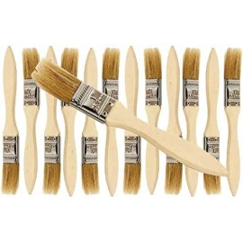 Unbranded Lot of Twelve 1" Paint Brushes Classic Bristle Paint Brushes with Wooden Handles