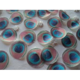 Original Teal Blue Green Peacock Feathers 1 Inch for Decorating Desserts Wedding Cake Cupcake Pack of 192