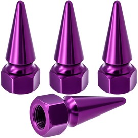 MEAJOO 4PCS Spiked Shape Tire Valve Stem Caps, Aluminum Car Air Stem Cap, Universal Dustproof Tire Valve Stem Covers for Cars, SUV, Trucks, Bikes, Motorcycles, Bicycles(Purple)