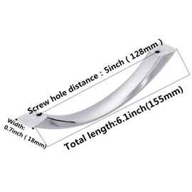 SYZOW Furniture Handle, Polished Chrome, Pack of 10, Cabinet Handles, Polished Chrome Handles for Kitchen Cabinets, Furniture Handles, Hole Spacing 128 mm, Kitchen Cabinets, Polished Chrome Cabinet