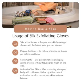 Feel Fine Turkish Exfoliating Glove - 100% Raw Cocoon Silk Hammam Kese for Men & Women | Handmade Exfoliating Glove for Shower & Bath (Red)