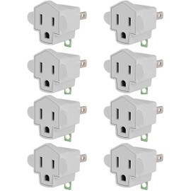 JACKYLED ETL Listed 3 to 2 Prong Converter Polarized Grounding Adapter, 3-Prong to 2-Prong Adapter Plug Fireproof Material 392℉ Resistant Wall Outlets Plug for Household Appliances Industrial, 8 Pack