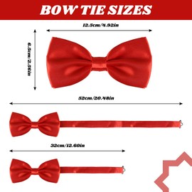 Keyoung Bow Tie Men's Black, Classic Plain Bow Ties for Men, Tuxedo Bow Tie, Formal with Hook Closure and Adjustable Neck Bow Tie, Pre-Tied Bow Tie for Men, Bow Tie for Wedding, Party, red