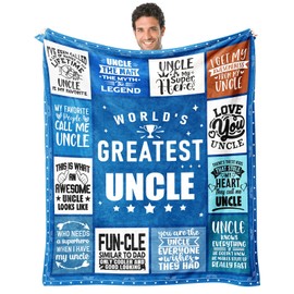 DecorSIXT Uncle Blanket for Uncles from Nieces or Nephews - 60" X 80" World's Greatest Uncle Bed Blanket -Christmas Birthday Present for Uncles