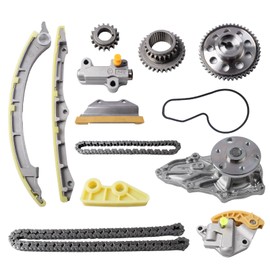 Timing Chain Kit with Water Pump Tensioner for Honda Accord 2008-2013, Acura ILX 13-15, CR-V 10-14, Acura ILX 13-15, TSX 09-14, Civic 12-15, Crosstour 12-15, for DOHC, L4 2.4L Only, OEM # 14401R40A01