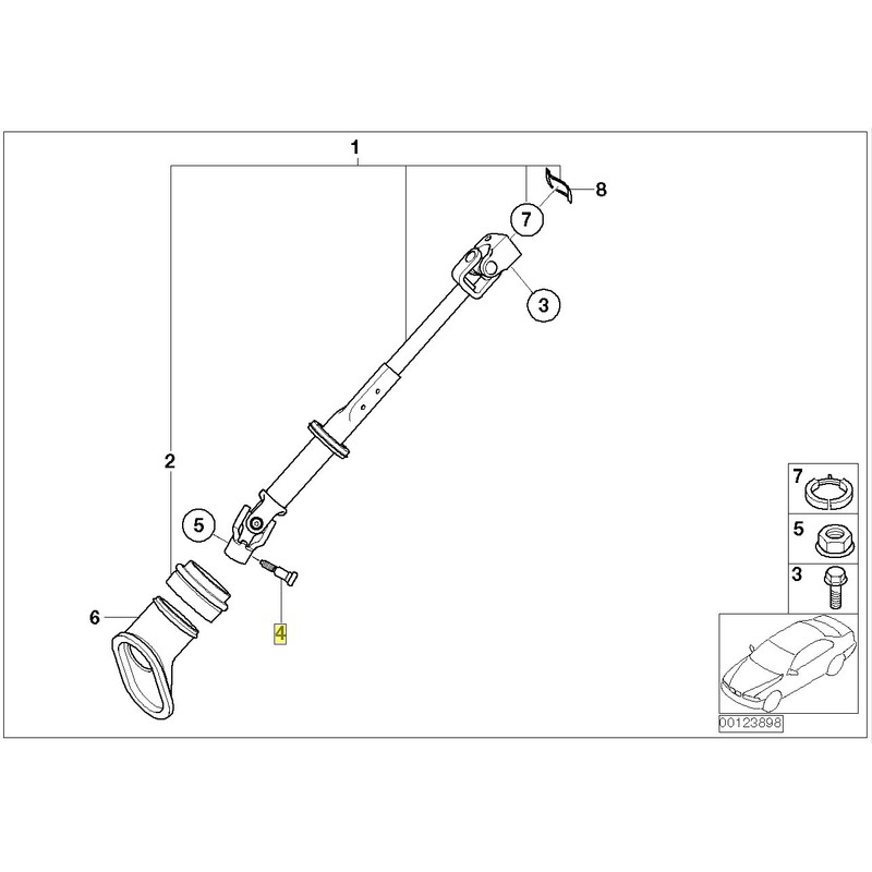 MINI R50 R52 R53 Steering Column Shaft UJ Stud Bolt
