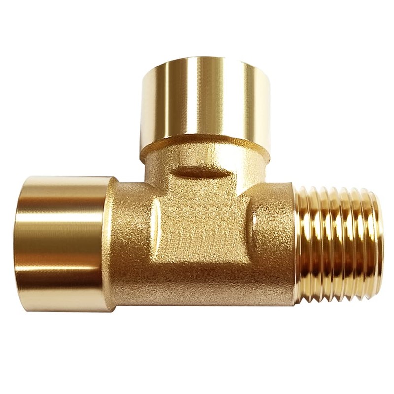 Uenede 2PCS Brass Tee Pipe Fitting 1/2" NPT Female x