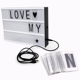 Cisixin Cinematic Light Box with Changeable 96 Letters Tiles A4 Size for Home, Wedding, Birthdays Party, Photo Shoots