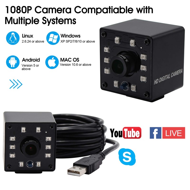 Svpro 1080P Night Vision USB Camera CMOS OV2710 IR LED