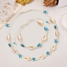 Wnddle 2 Piece Shell Necklace Bracelet Set, Shell Chain and Shell Bracelet, Women's Natural Shell Choker Necklaces, Bracelet Jewellery Set, Boho Shell Necklace, Natural Shell Choker Necklace, Shell