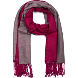 styleBREAKER 01017137 Women's Scarf in Elegant 2-Face Look with Fringes, 2 Colours, Reversible Scarf, Warm Winter Stole Multi-Coloured, Raspberry Dark Grey