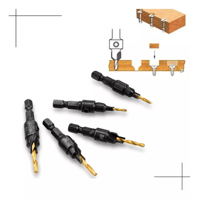 L&T Kit De Broca Avellanadora Madera Vastago Carpintero Tornillo