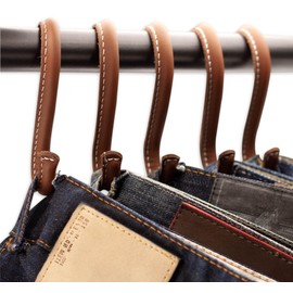 Brute Strength - S-Hooks Wrapped with Full Grain Leather - 6 Pieces - Cognac - 10 cm Stainless Steel Metal Hanger Hanging Hook for Kitchen, Workshop, Bathroom