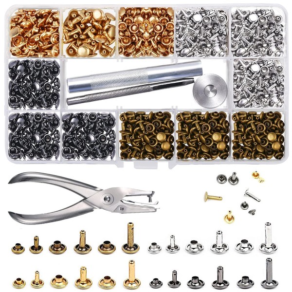 McNory 480 Sets 3 Sizes Leather Rivet Double Cap Rivet