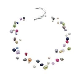 Treasure Bay Womens Pearl Necklace | Stunning Multi-strand Freshwater Pearl Necklace for women girls | Bridal jewellery (Multicolour)