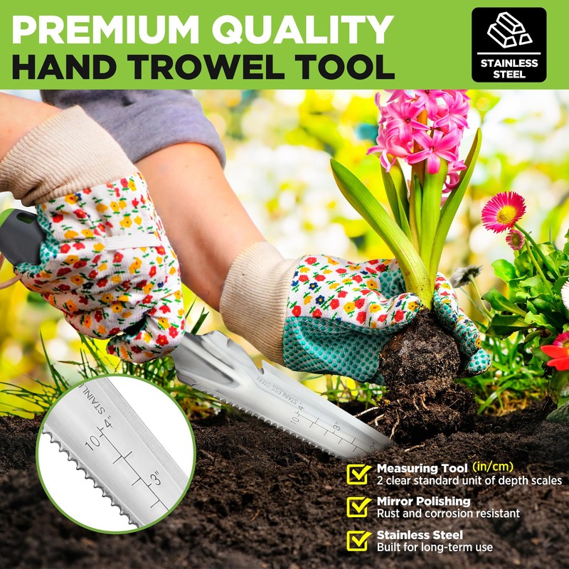 WORKPRO Hand Weeder Puller, 5-in-1 Stainless Steel Garden Trowel with