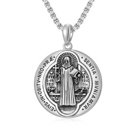 Shusukue Saint Michael/Sebastian/Saint Gabriel/Christoph/Guadalupe/Divina/Benedict/George Necklace, Sterling Silver Archangel Necklace, Religious Pendant, Amulet Jewellery for Christian, Sterling