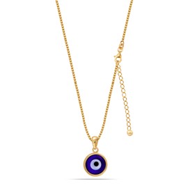 LeCalla 925 Sterling Silver 14K Gold Plated Evil Eye Necklace Jewelry Eye Protection Charm Pendant Box Chain Necklace for Women Teen with Lobster Claw Clasp 18 Inches