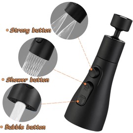 Aireador de grifo giratorio de 360°, boquilla de grifo de cocina con 3 modos, alcachofa espumadora, grifo de ahorro de agua, adaptador de extensión de cabezal de grifo para cuarto de baño, lavabo