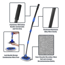 Wall Cleaner Mop, Washer Mops with Long Handle for Cleaning Walls Baseboard Window High Cabinet Ceiling Floor, 15°Bend Labor-Saving Microfiber Dry Dust and Wet Wash Cleaning Mop with Replacement Pad