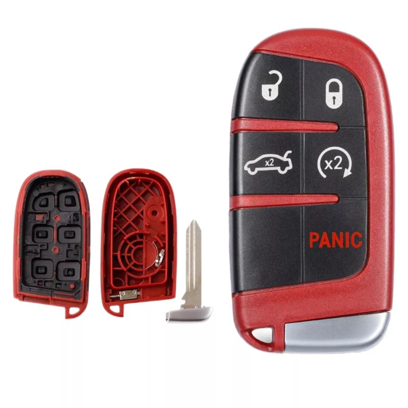 SRT RED KEY FOB HELLCAT 5 BUTTON WITH LOGO RED