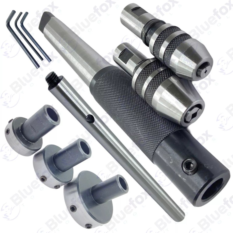 BLUEFOX Lathe Tailstock Tap And Die Holder Set MT3 Shank